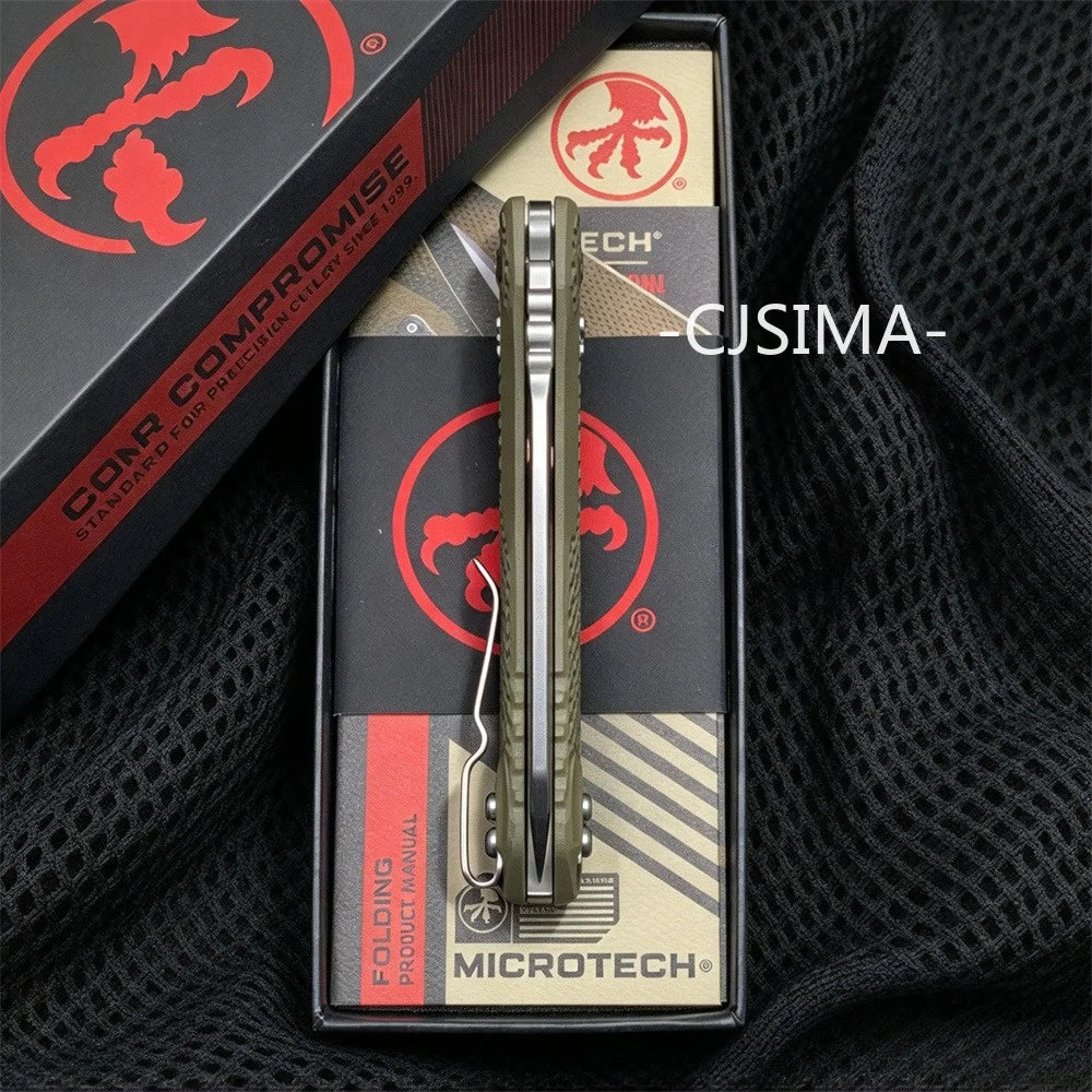 Microtech MSI™ RAM-LOK™ S/E Stonewash Tri-Grip – Polymer OD Green Outdoor Camping Lock Knife