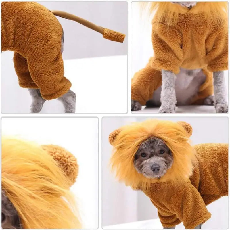 Pet Dog Clothes Cat Cartoon Lion Tiger Zebra Leopard Outfit Halloween Cosplay Hoodie Costume Autumn Winter Dog Party Clothing