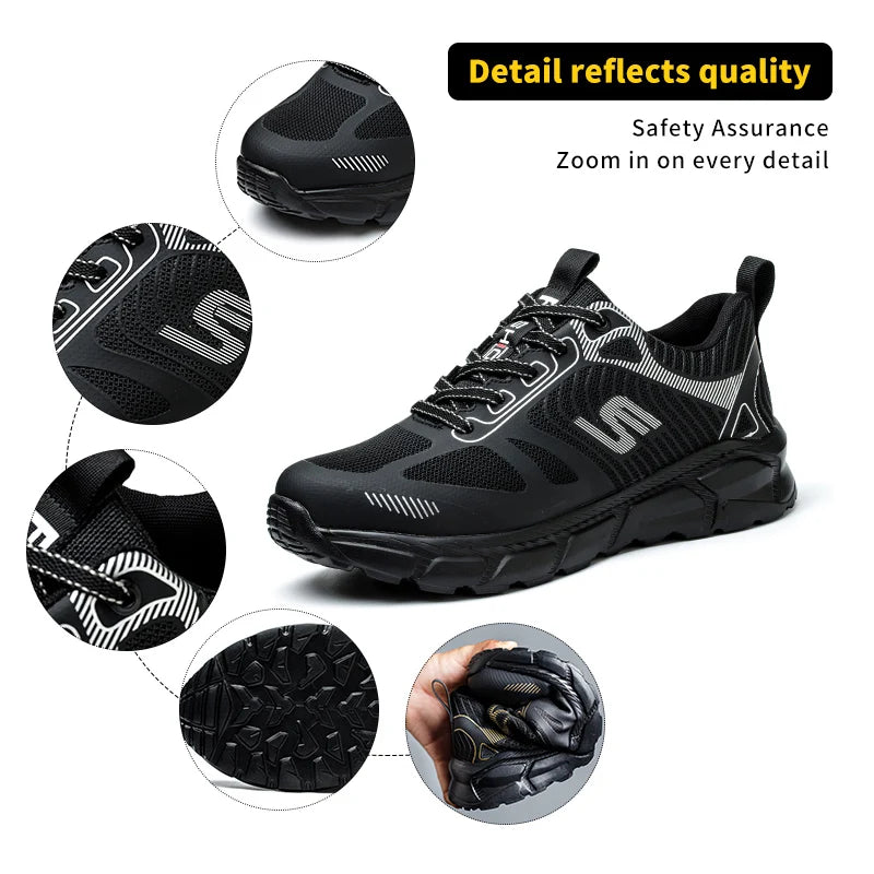 Steel Toe Safety Work Shoes for Men Women, Lightweight Breathable Non‑Slip Work Sneakers, Anti‑Smash Anti‑Puncture Protective Footwear, Wear‑Resistant Comfort Industrial Safety Boots for Warehouse Construction Factory