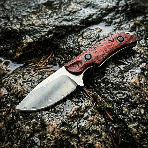 BM 15017 Classic Fixed Blade Knife - 8Cr13MoV Steel, Wooden Handle, Lightweight Unisex Outdoor Practical Tool, Hiking Gear for Camping & Everyday Carry with Leather Sheath, Gear, Camping Knives, Outdoor Camping Knives