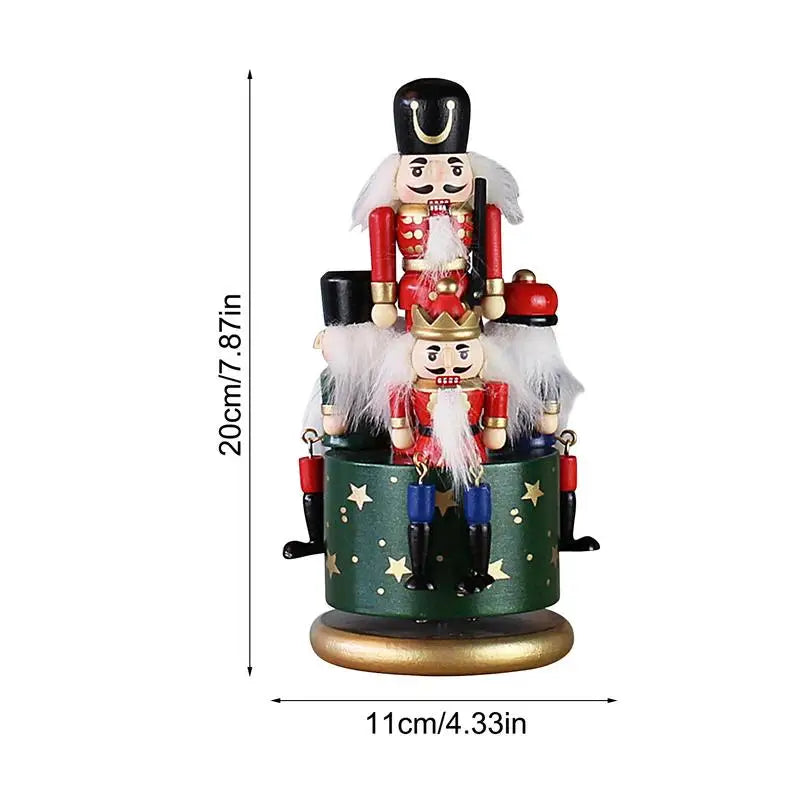 Christmas Music Box Funny Nutcracker Musical Box Hand-painted Nutcracker Figurines Decoration Colorful Rotating Christmas