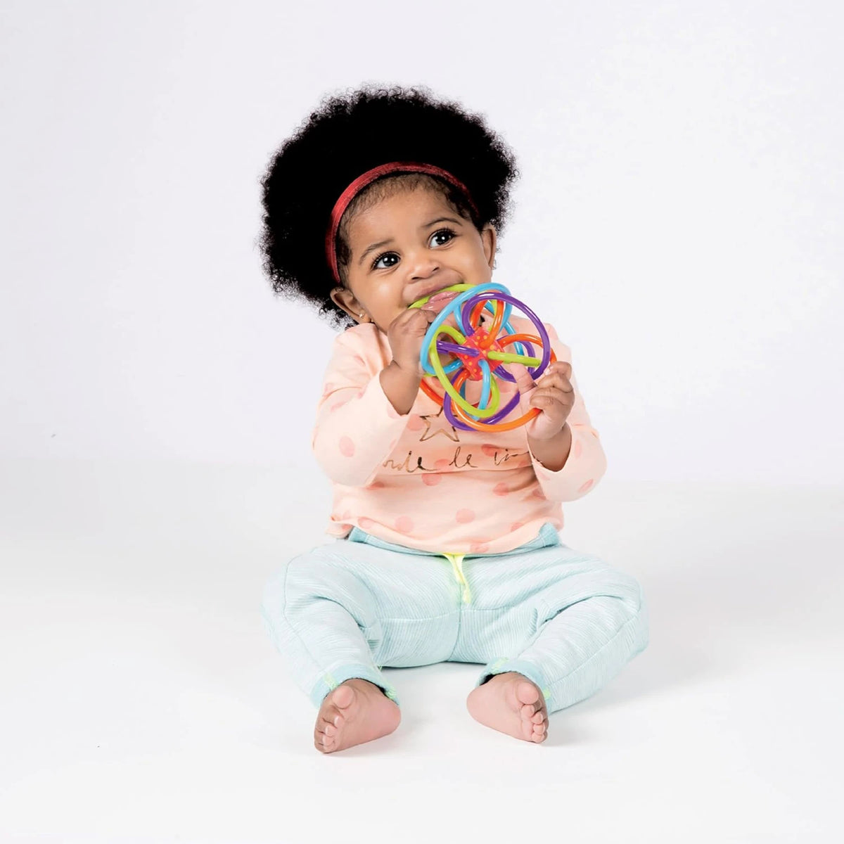Toy Winkel Rattle & Sensory Teether Toy, Blue/Green/Orange, 5 Inch x 4 Inch x 3.5 Inch