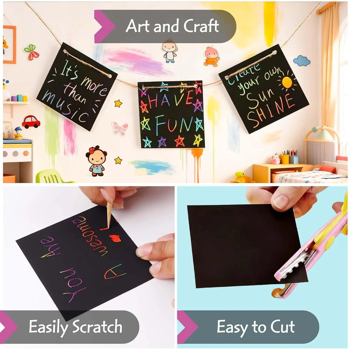 100 Pcs Rainbow Scratch Paper Art Notes - Crafts for Kids Ages 4-8, Classroom Prizes, 1st 2nd 3rd Grade School Activity Bulk, End of Year Student Gifts from Teacher, Birthday Gifts for Boys Girls, Christmas Gift