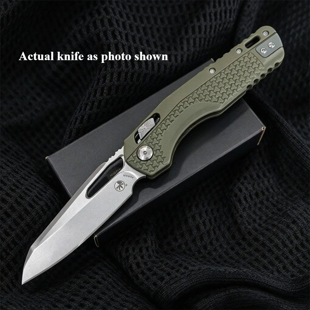 Microtech MSI™ RAM-LOK™ S/E Stonewash Tri-Grip – Polymer OD Green Outdoor Camping Lock Knife