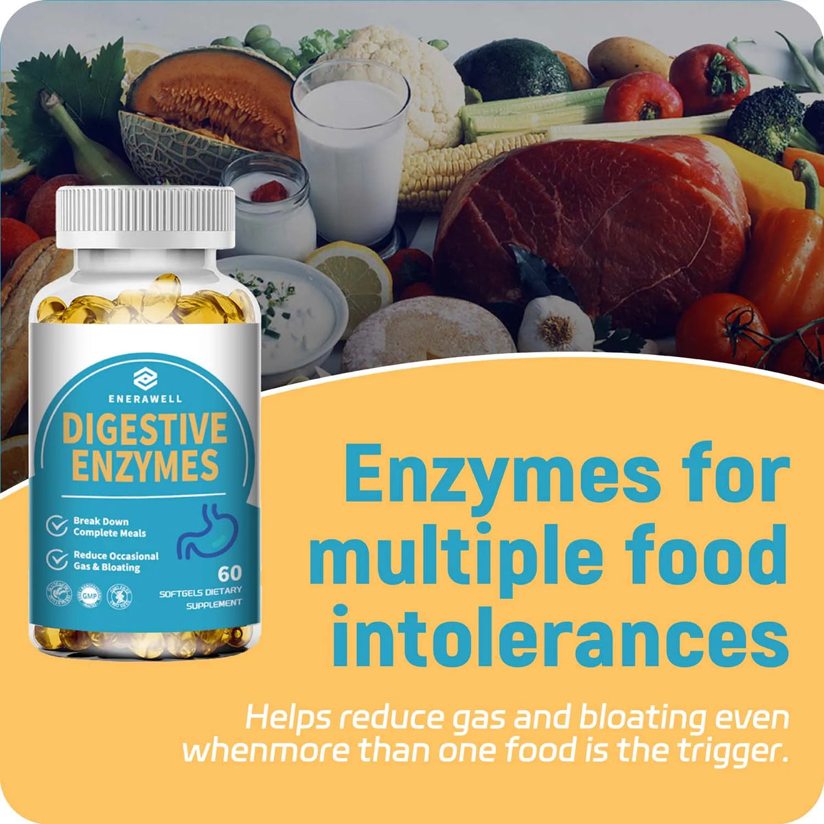 Digestive Enzymes Supplement - Digestion and Intestinal Health for Adults Men and Women, Promotes Nutrient Absorption