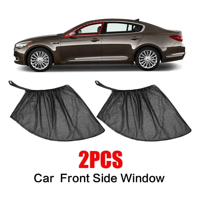 2pcs Car Rear Side Window Sunshade UV Protect Shield Mesh Prevent Mosquito Sunshine Privacy Protection Foldable Curtain