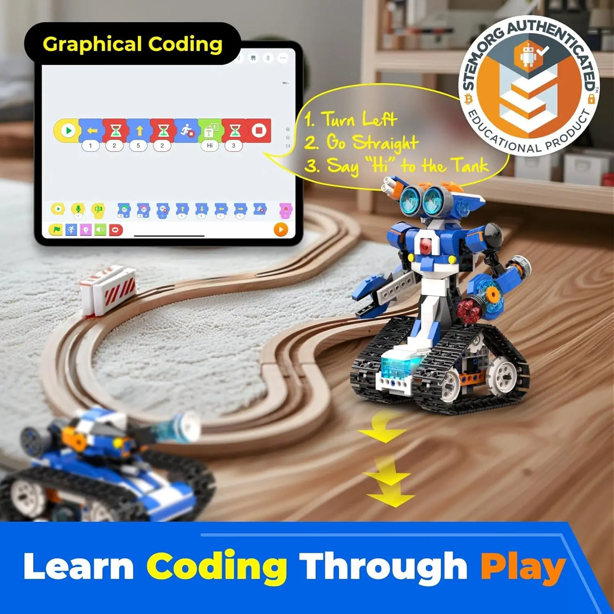 Apitor Robot J 6 in 1 STEM Kit for Kids Age 7+ STEM Educational Toys with App Control Programmable Robot Kit Classic Toys Gifts For Boys Girls Birthday Christmas Gift