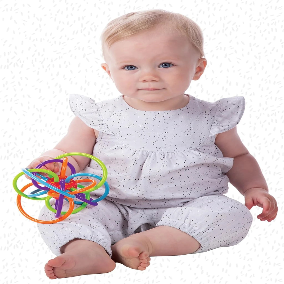 Toy Winkel Rattle & Sensory Teether Toy, Blue/Green/Orange, 5 Inch x 4 Inch x 3.5 Inch