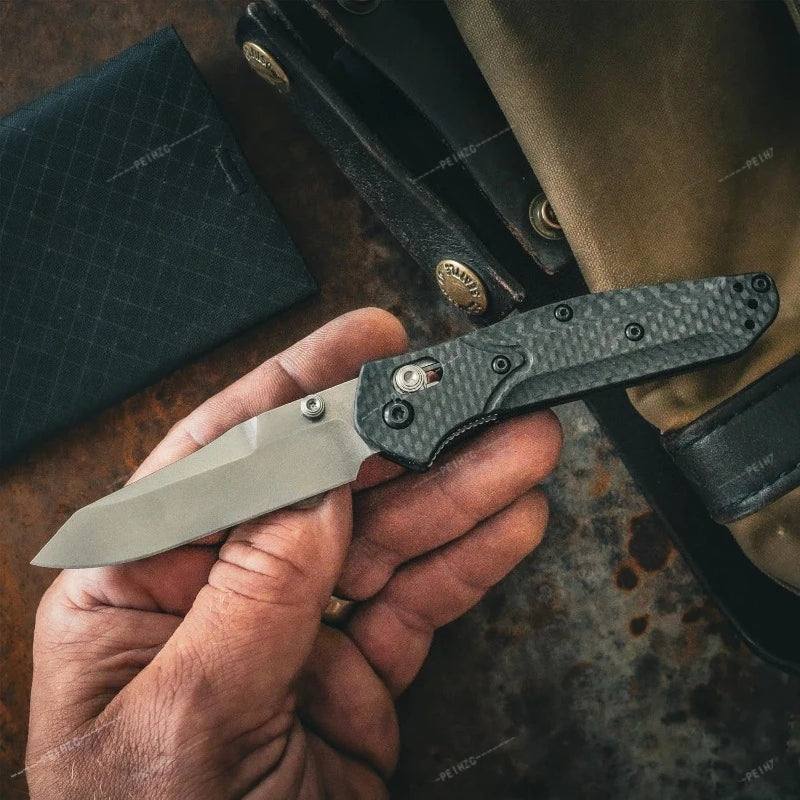BM 940 Compact Folding Knife D2 Steel Blade Carbon Fiber Handle Outdoor Camping Hiking EDC Practical Cutting Knife Men's Gift