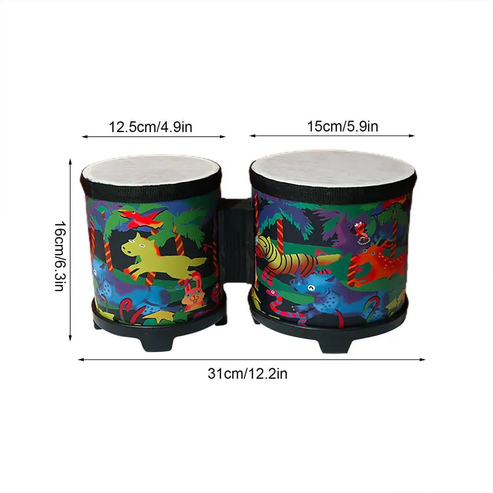Kids Bongo Drums Cute Hand Drum Musical Toy Hand Drum Hand-Crafted Drum With 2 Colorful Drumsticks Musical Instruments For Kids
