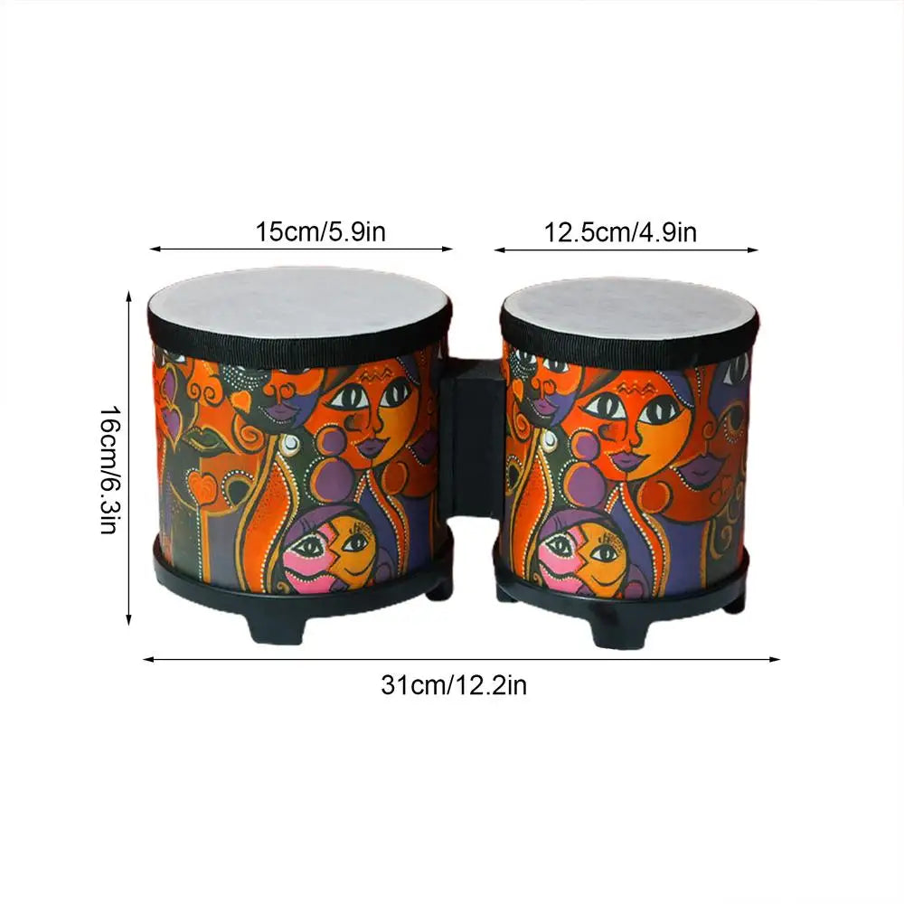 Kids Bongo Drums Cute Hand Drum Musical Toy Hand Drum Hand-Crafted Drum With 2 Colorful Drumsticks Musical Instruments For Kids
