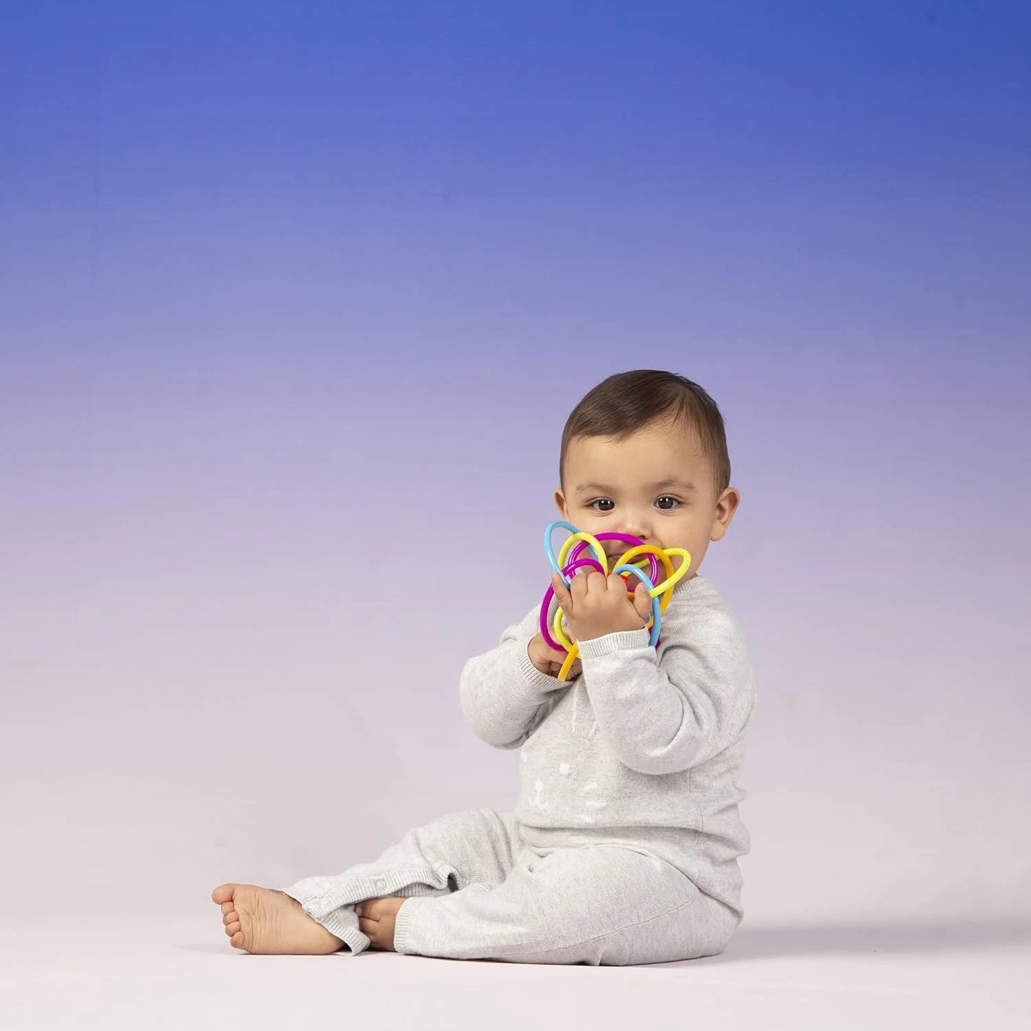 Toy Winkel Rattle & Sensory Teether Toy, Blue/Green/Orange, 5 Inch x 4 Inch x 3.5 Inch