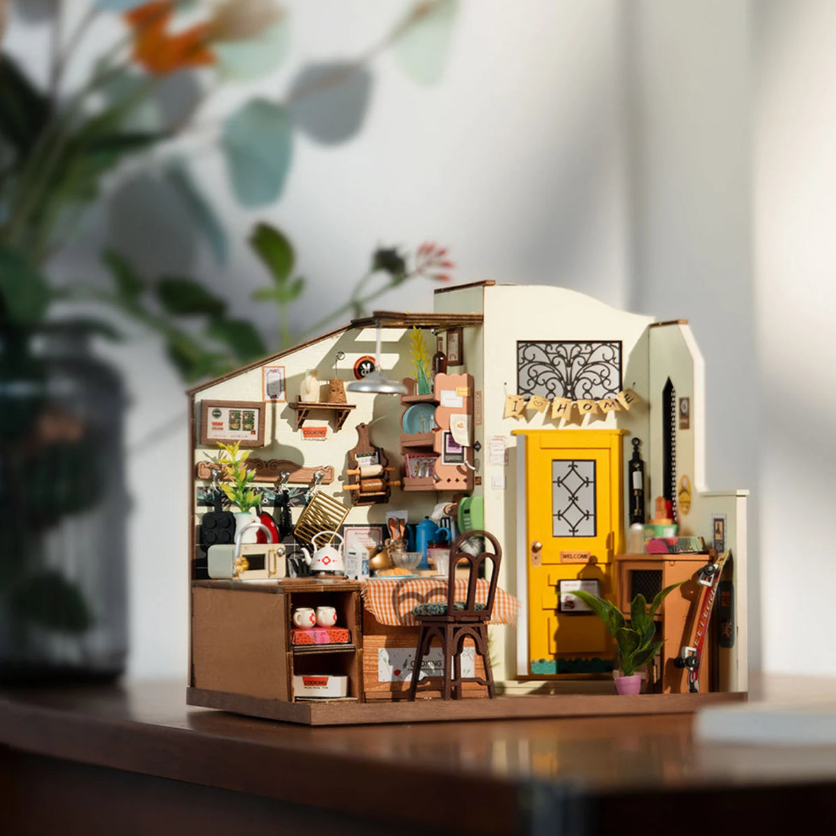 Rolife DIY Mini Dollhouse Model Kits Homey Kitchen DIY Dollhouse Kids Miniature Fantasy Doll House Wooden Kit Toy