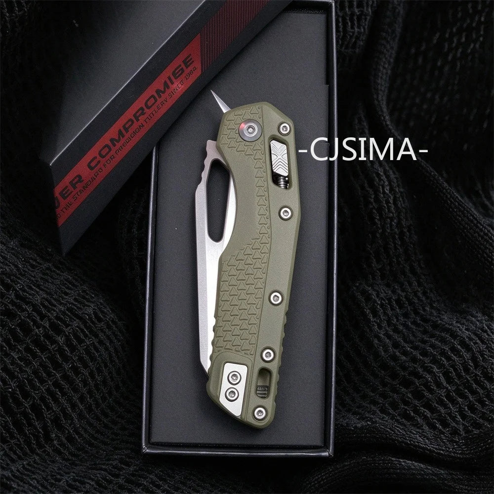 Microtech MSI™ RAM-LOK™ S/E Stonewash Tri-Grip – Polymer OD Green Outdoor Camping Lock Knife