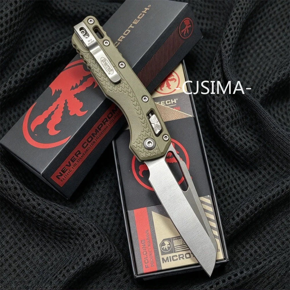 Microtech MSI™ RAM-LOK™ S/E Stonewash Tri-Grip – Polymer OD Green Outdoor Camping Lock Knife