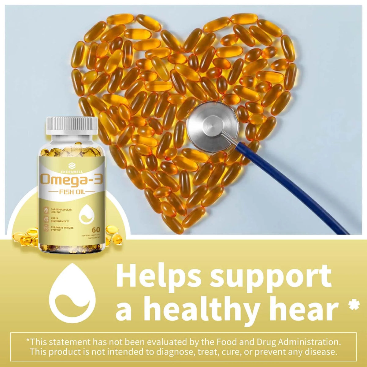 Omega 3 Fish Oil - Rich in EPA+DHA, Supports Joint, Brain and Eye Health, Enhances Immune Function, and Antioxidant