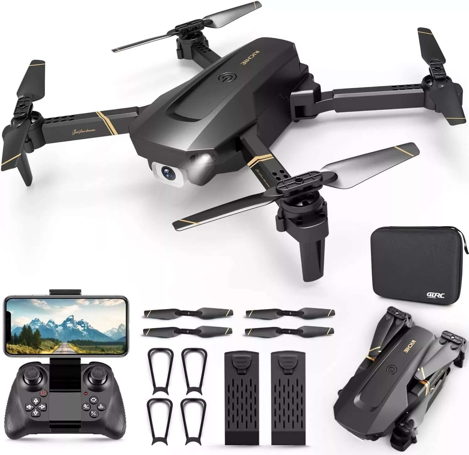 4DRC V4 Foldable 4K/1080P Camera Drone with 2 Batteries | Remote-Control Quadcopter
